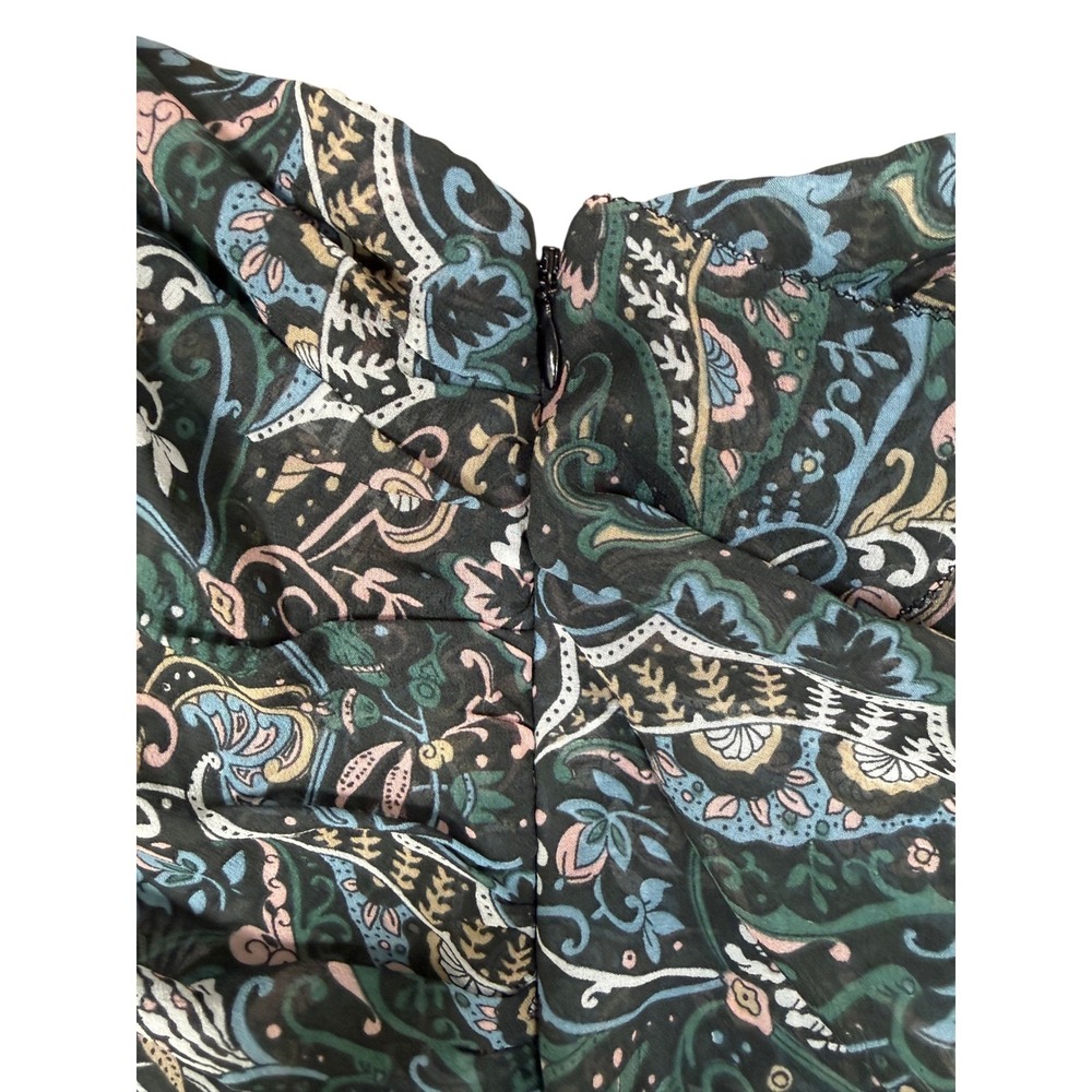 Veronica Beard Silk Paisley Strapless Dress Ruched Draped Midi 2 - Picture 4 of 9